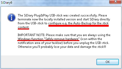 SiDiary on USB-Stick