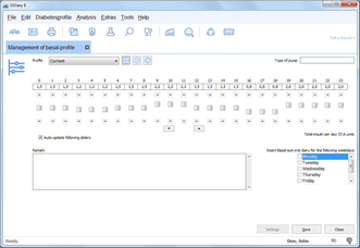 SiDiary - Software para Diabetes - Perfiles basales para Bombas de insulina