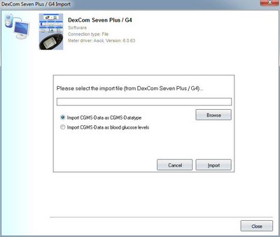 Import your readings from Dexcom Seven Plus/G4 CGMS into your log book