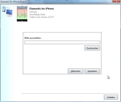 Datenbernahme von Diamedic ins Diabetes-Tagebuch