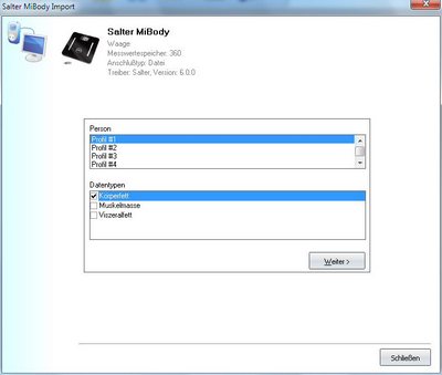 Datenbernahme von der Salter MiBody ins Diabetes-Tagebuch